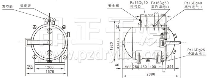 圓形靜態(tài)真空干燥機結構示意圖